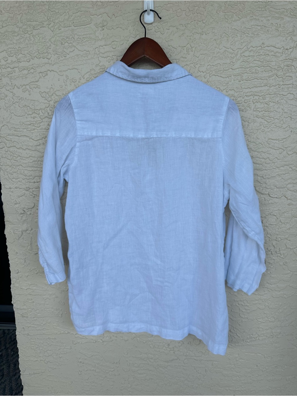 Sigrid Olsen 100% Linen White Tunic Top Medium Coastal Beach Resort Eurosummer - Picture 8 of 8